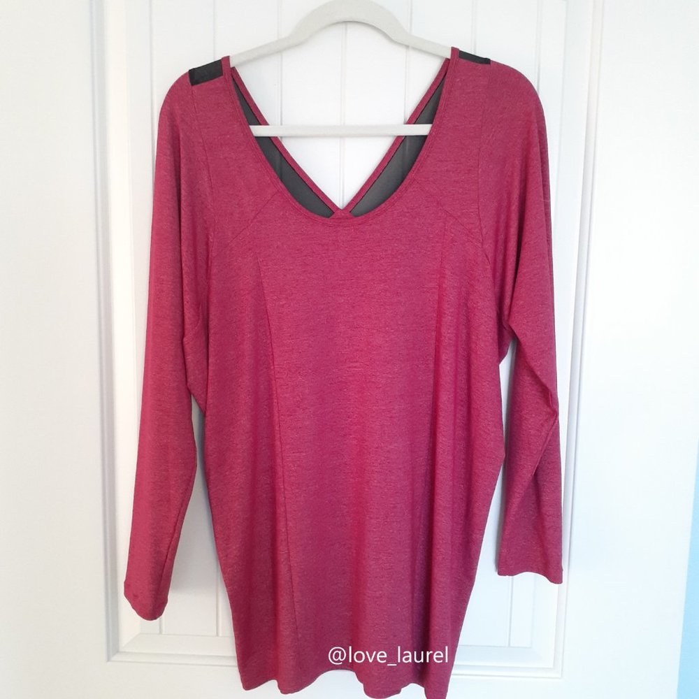 Lucy Take A Long Pause Long Sleeve Mesh Back Tunic Pink Size M